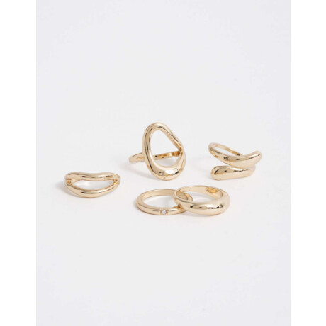 Set De Anillos De Metal Dorado