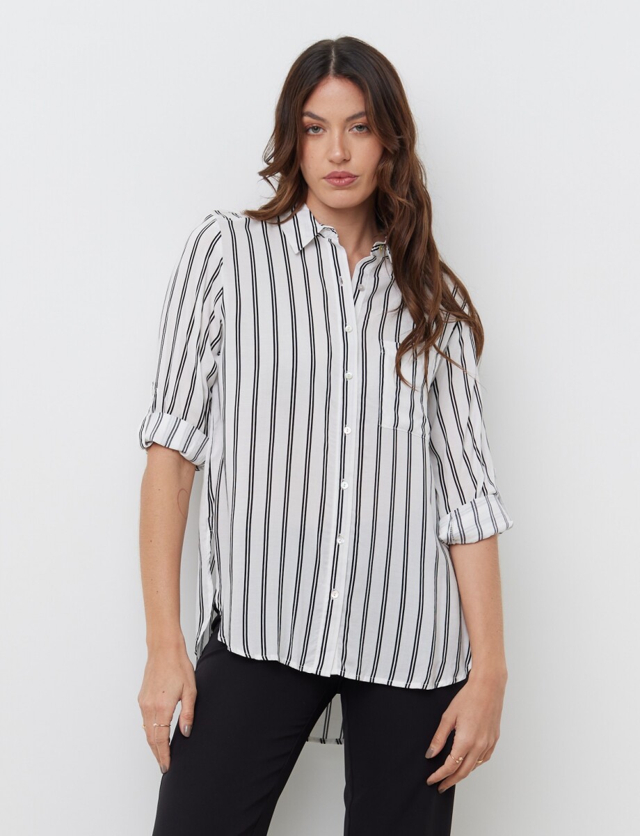 Camisa Lineas - Blanco/negro 