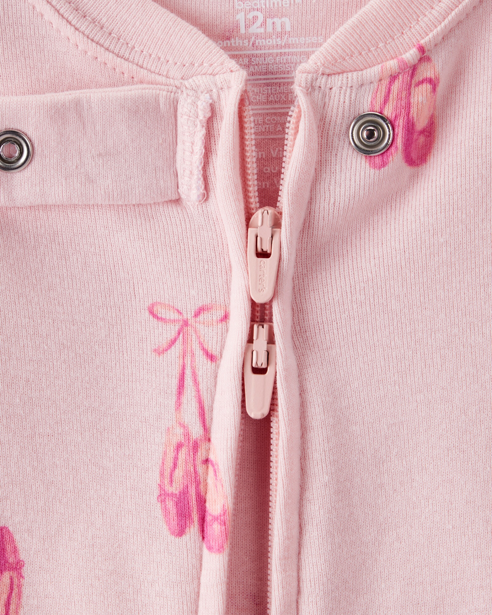 Pijama una pieza de algodón, con pie, diseño ballet Sin color