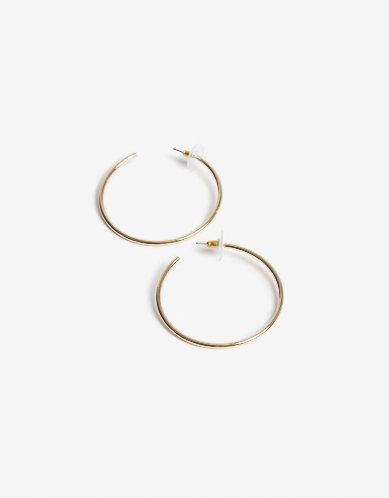Aros Argollas Metal Argollas Bañadas En Oro - Dorado