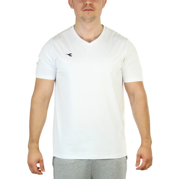 Diadora Hombre Sport T-shirt V Neck - White Blanco