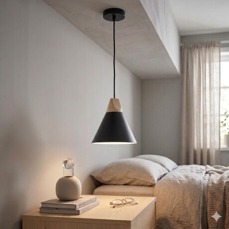 Campana de aluminio y madera cónica estilo nórdico Negra