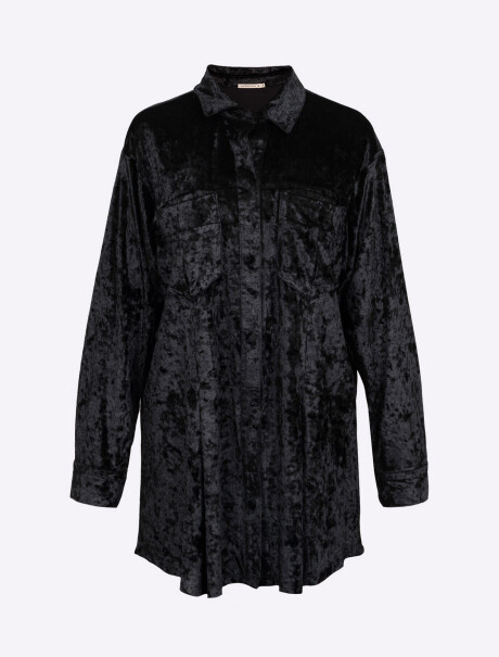 Vestido mini camisero velour negro