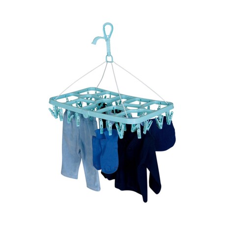 Mini Tendedero Mor Plegable 32 Palillos Amplio Verde Agua