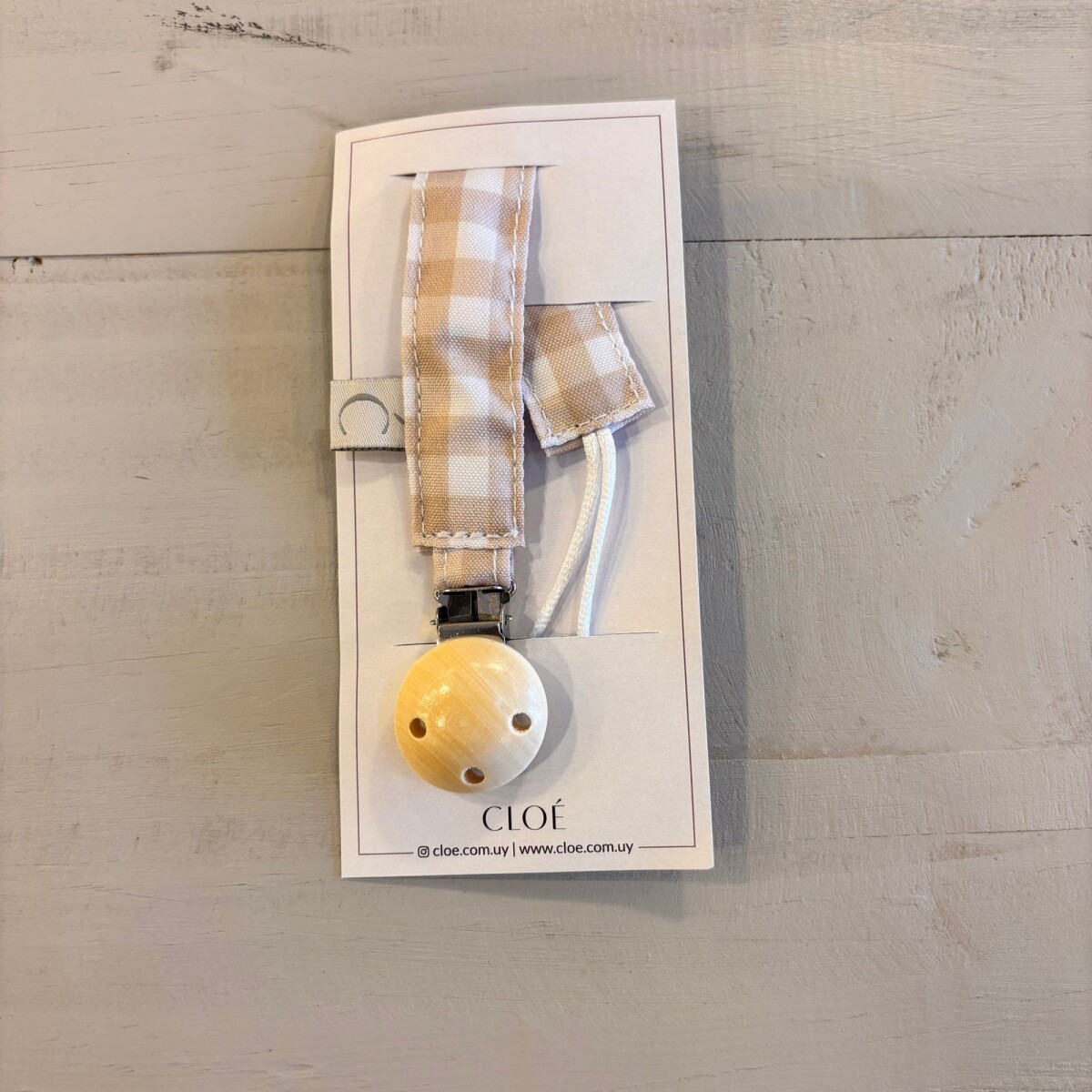 Portachupete Boton - Vichy Beige 