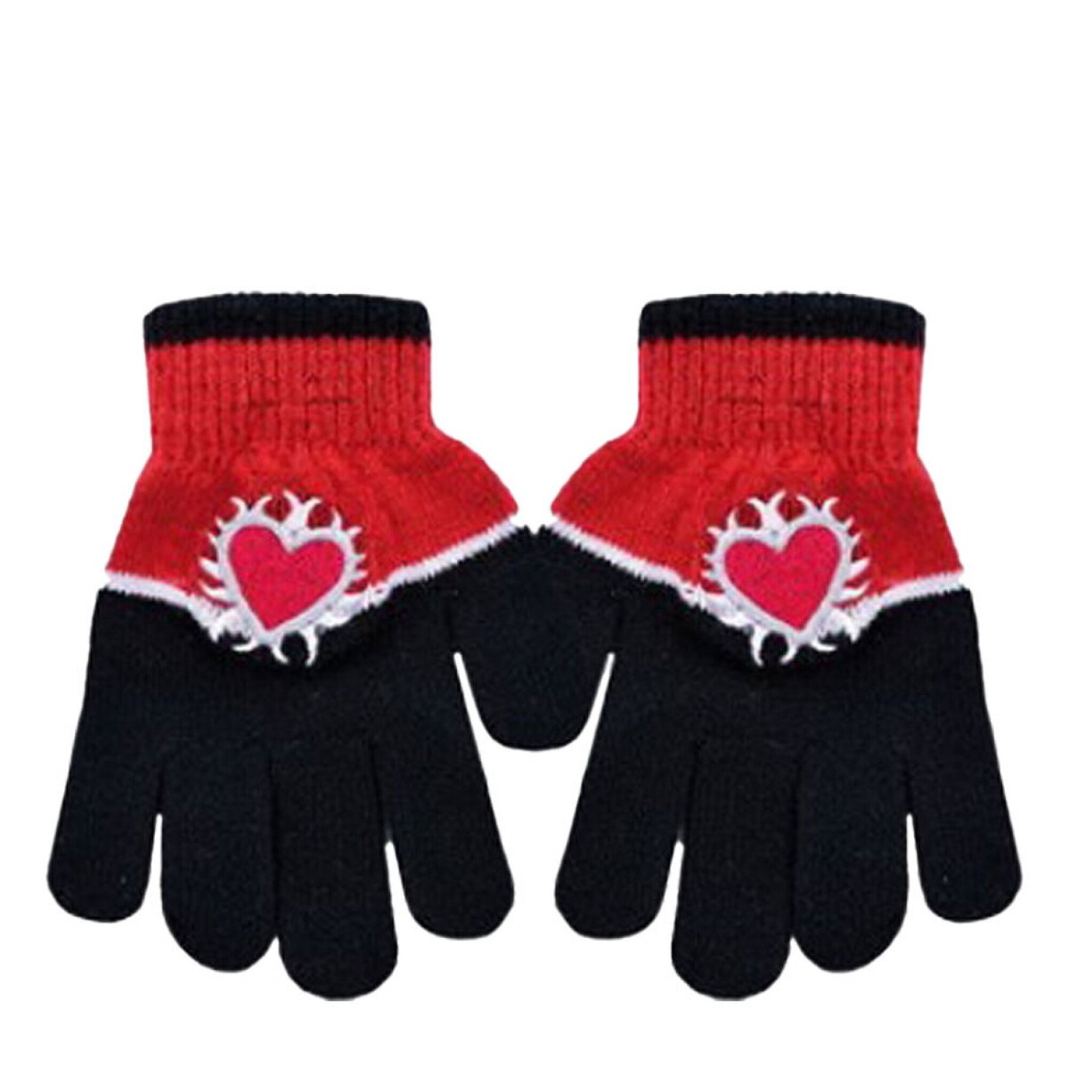 Guantes Infantiles Footy Corazón - Negro - Rojo 