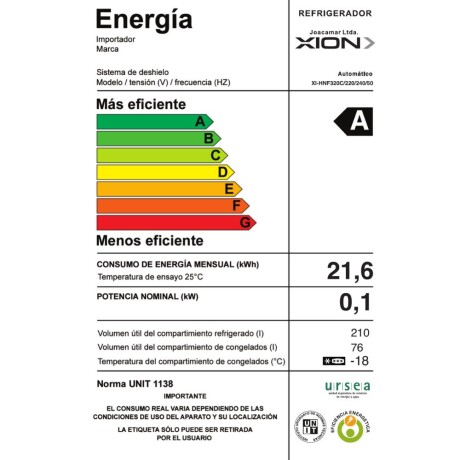 heladera refrigerador 286 Litros COLOR UNICO