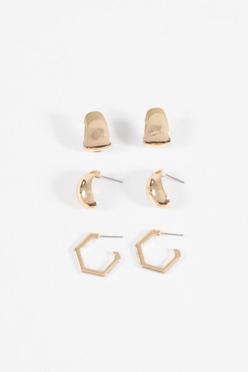 Set de caravanas pequeñas con forma dorado