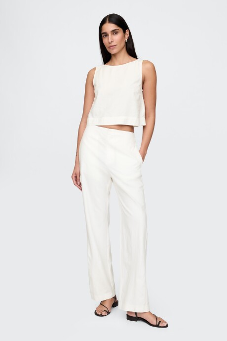 Musculosa De Lino Mujer New Off White