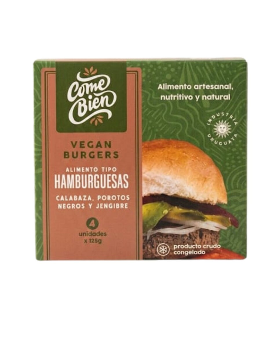 HAMBURGUESA CALABAZA, POROTOEGRO Y JENGIBRE X4 COME BIEN 