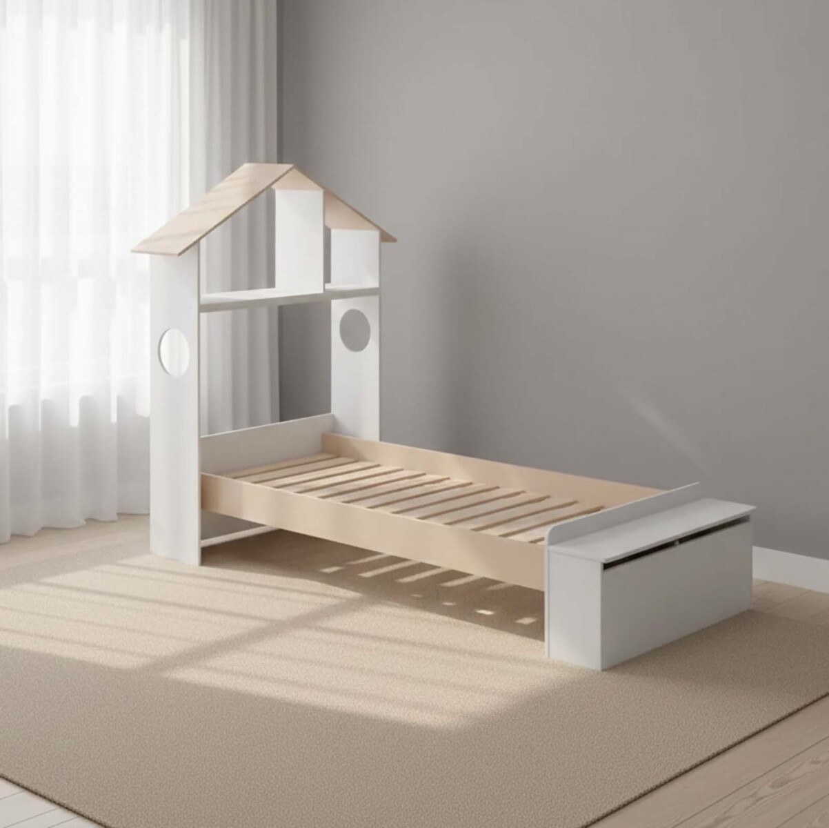 CAMA C/BAÚL - MDF-Y-MADERA BLANCO SNOOPY 