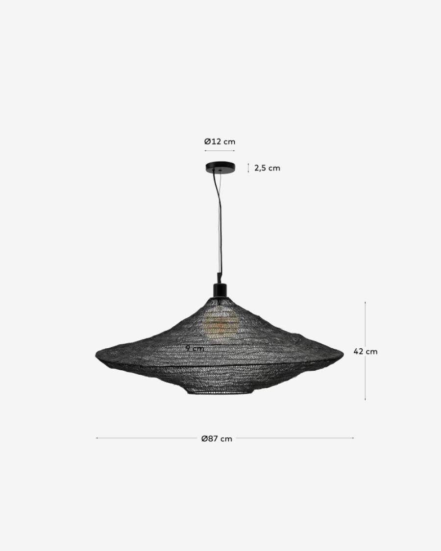 Lámpara de techo Makai de metal con acabado negro Ø 87 cm