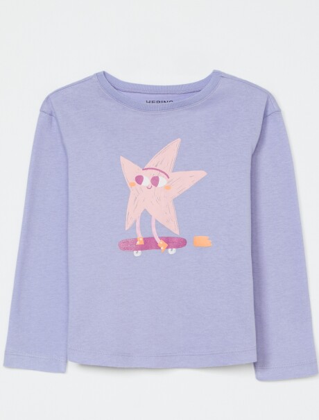 CAMISETA INFANTIL CON ESTAMPA VIOLETA