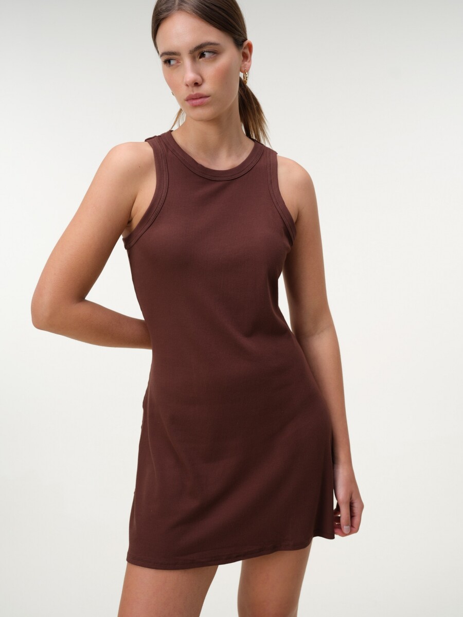 Vestido Básico Rib - Marron 