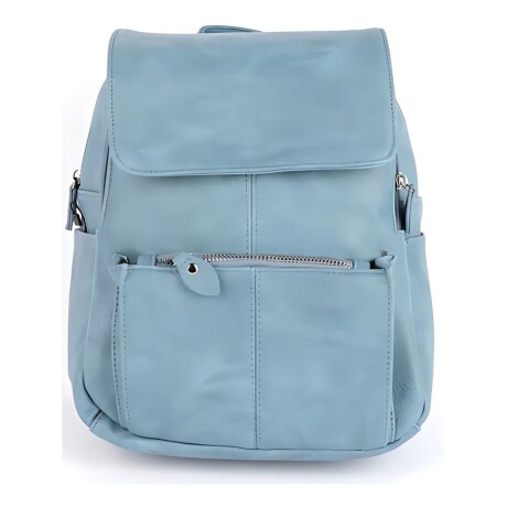 Mochila Canva Con Tapa Y Doble Cierre de cuero sintético Azul