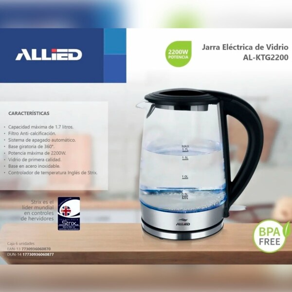 Jarra Eléctrica Allied Al-ktg2200 JARRA ELECTRICA ALLIED VIDRIO AL-KTG2200