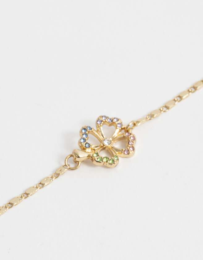 Pulseras Flexibles Bañada en Oro Pulsera Flexible Trébol Bañada En Oro - Dorado