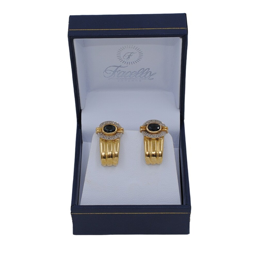 Caravanas En Oro 18K Con Zafiros Caravanas En Oro 18K Con Zafiros