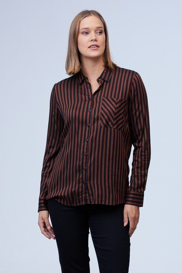 Camisa Lineas NEGRO/MARRON