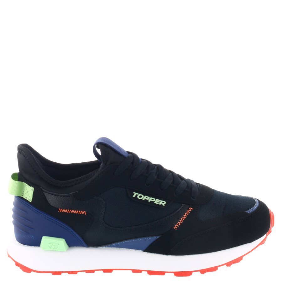 Championes de Hombre Topper Oldi Running Negro - Azul - Verde