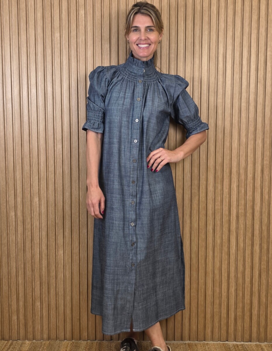 Vestido Maldivas - Lino Azul Melange 