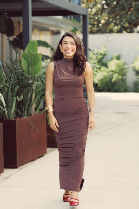Vestido Drapeado Francis Marrón