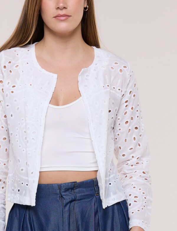 Chaqueta Corta De Broderie Calada CRUDO