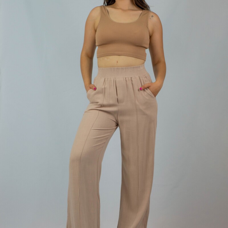Pantalon Dama Lino Beige