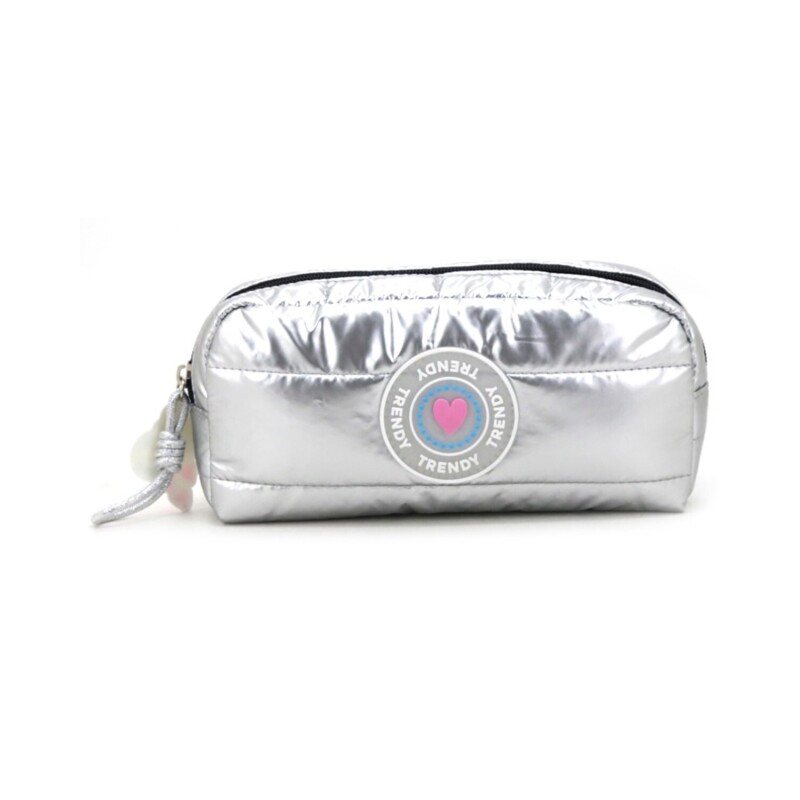 Cartuchera Escolar Puffer Metalizada Trendy Plateado