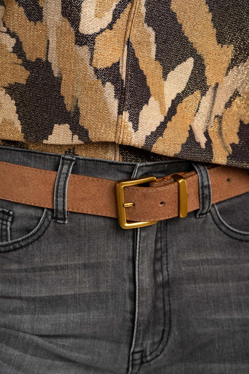 Cinto Gamuza Cuero Marron