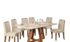 Juego De Comedor - 6 Sillas + Mesa Vidrio - Celeste Blanco / Blanco