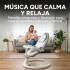 Silla Mecedora Bebé 5 Niveles Control Bluetooth Tul Mesita Gris