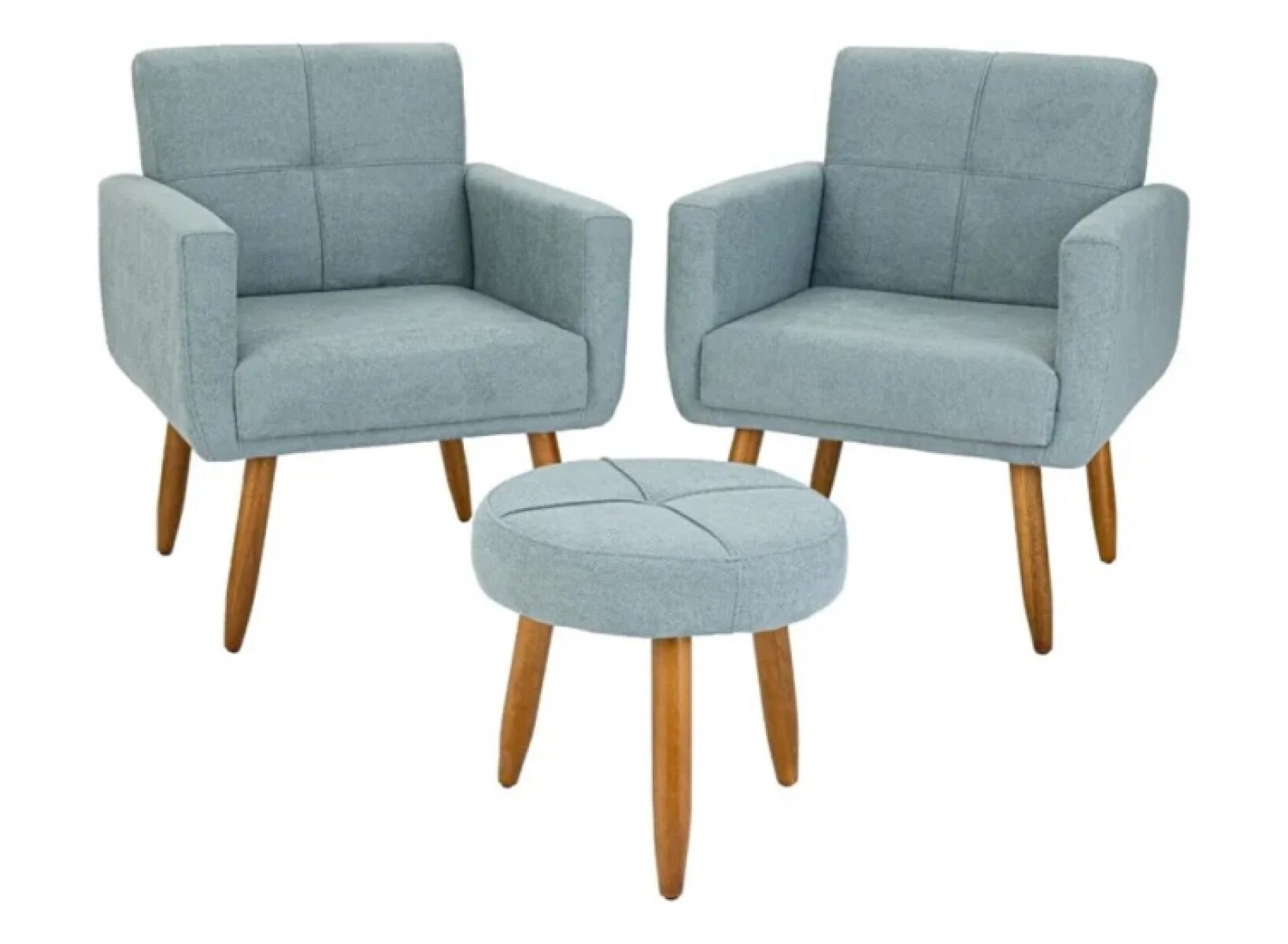 Conjunto Decorativo 492 Dallas 2 Poltronas + Puff Celeste 
