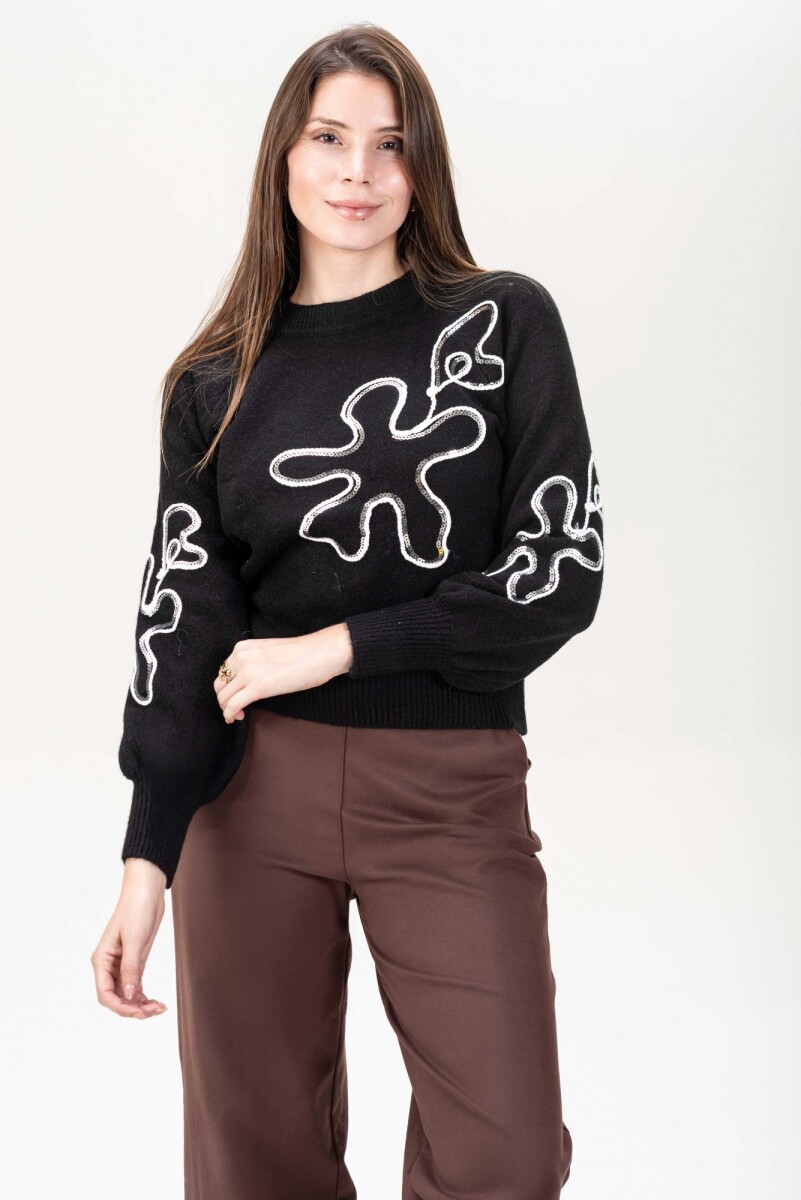 Sweater Flor - Negro 