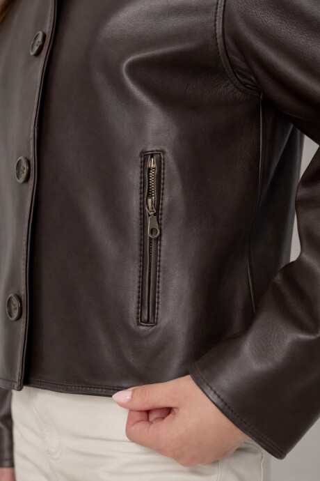 Chaqueta de cuero Luz Choco gastado