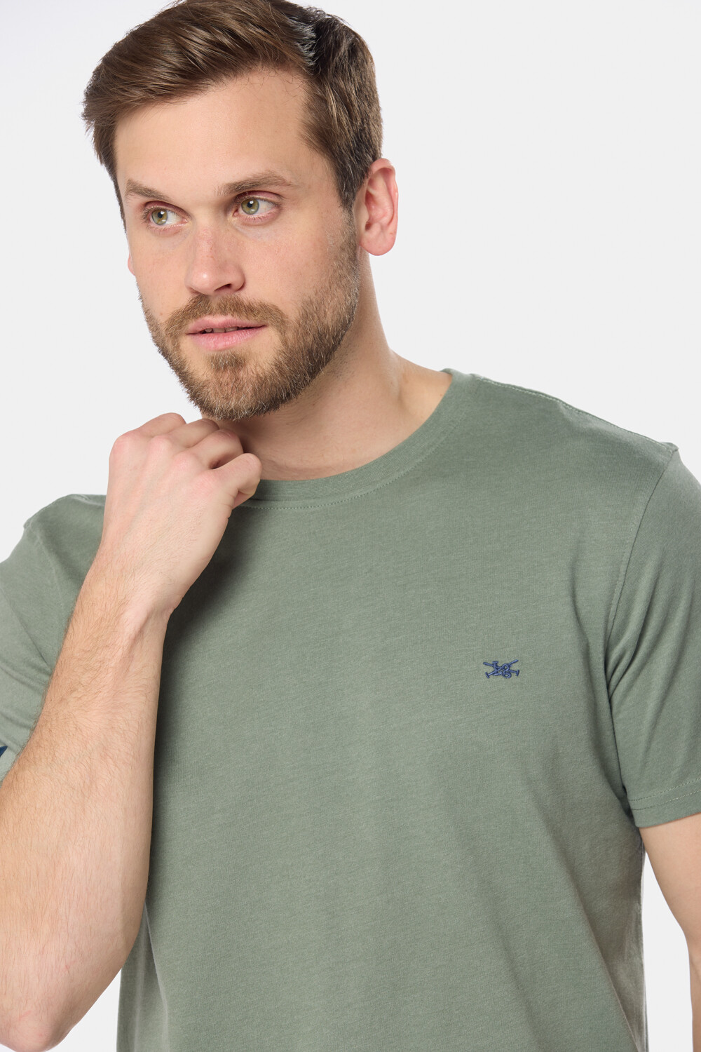 REMERA BÁSICA DE ALGODÓN Verde Melange