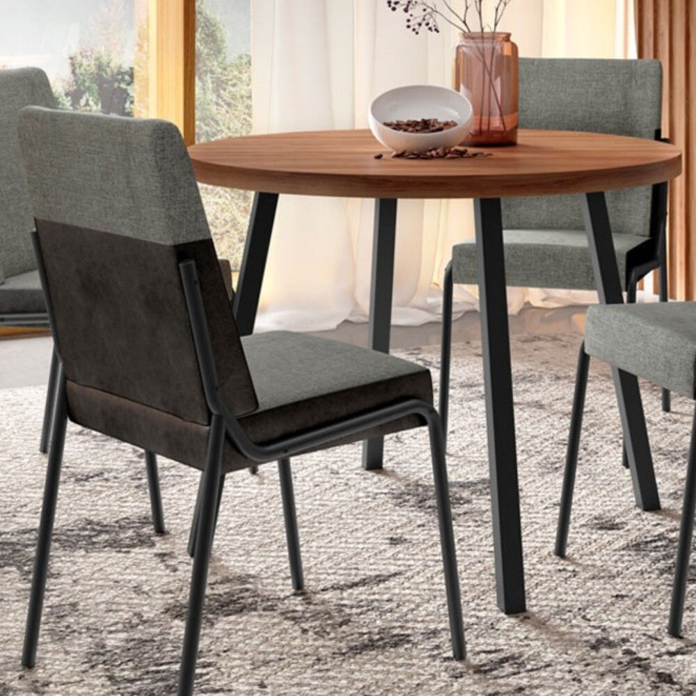 Juego de Comedor Stellar Redonda 4 sillas Rose Negro