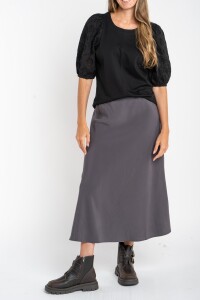 Remera Manga Broderie Negro