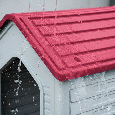 Casa Cucha Mascota Perro 60x66x52 Resistente + Piso Rojo