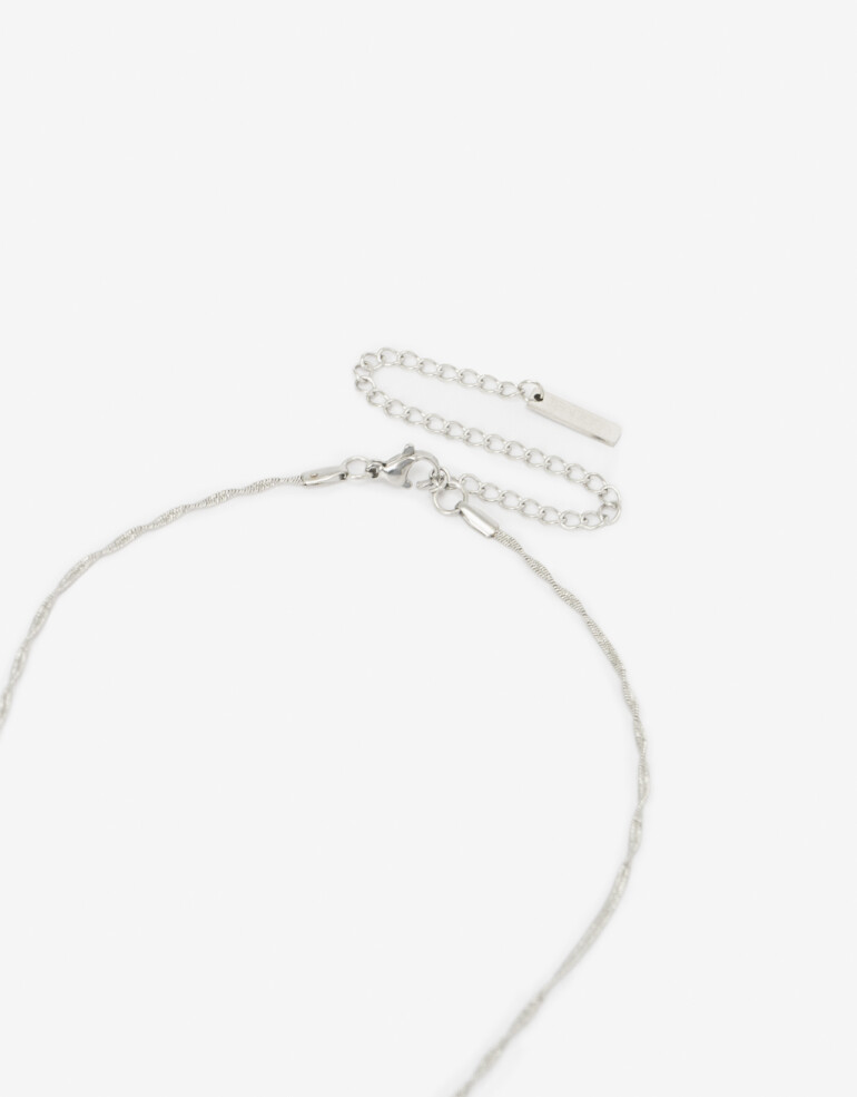 Cadena Corta con Dije Piedra Cadena De Acero Con Dije Piedra - Cristal