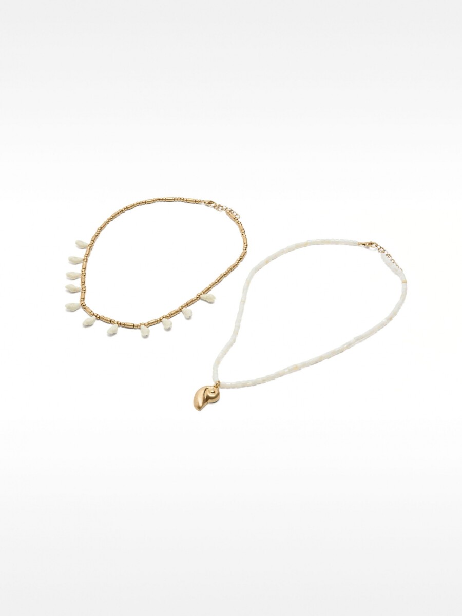 Set De Collares Con Conchas blanco