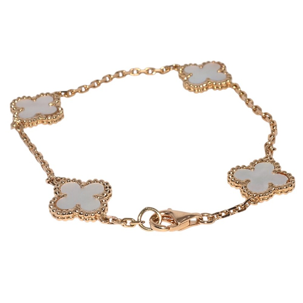 Pulsera oro 18 k y nácar, modelo Alhambra, largo 20 cm. Pulsera oro 18 k y nácar, modelo Alhambra, largo 20 cm.