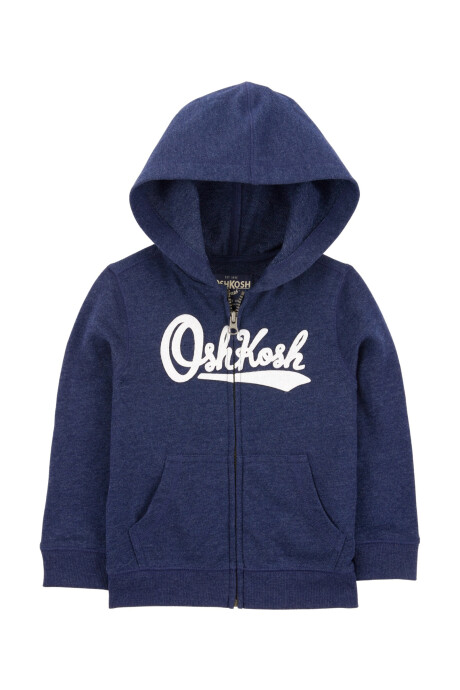 Campera de algodón, con capucha y logo, azul. Talles 2-5T Sin color