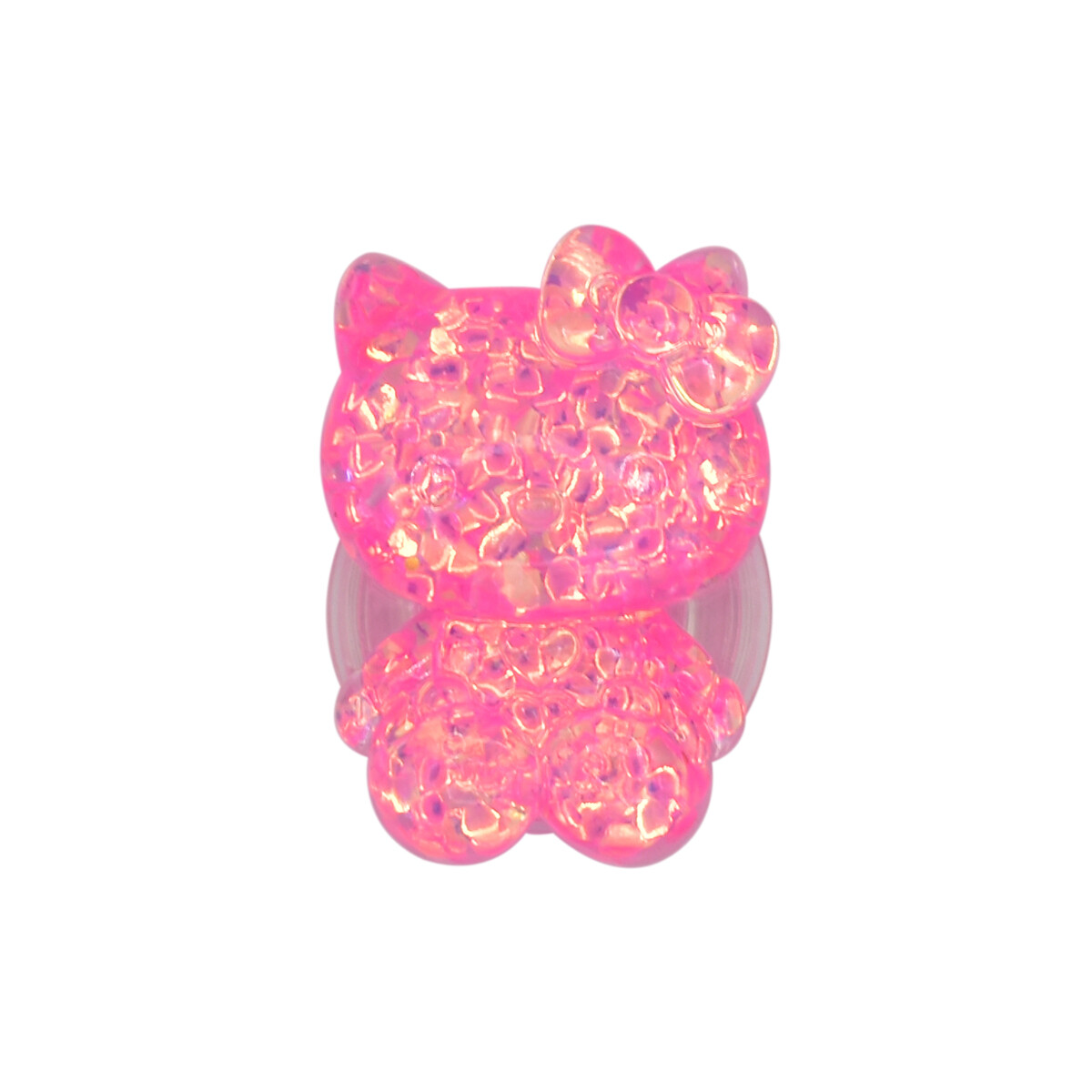 Anillo soporte para celular diseño gata con brillos fucsia 