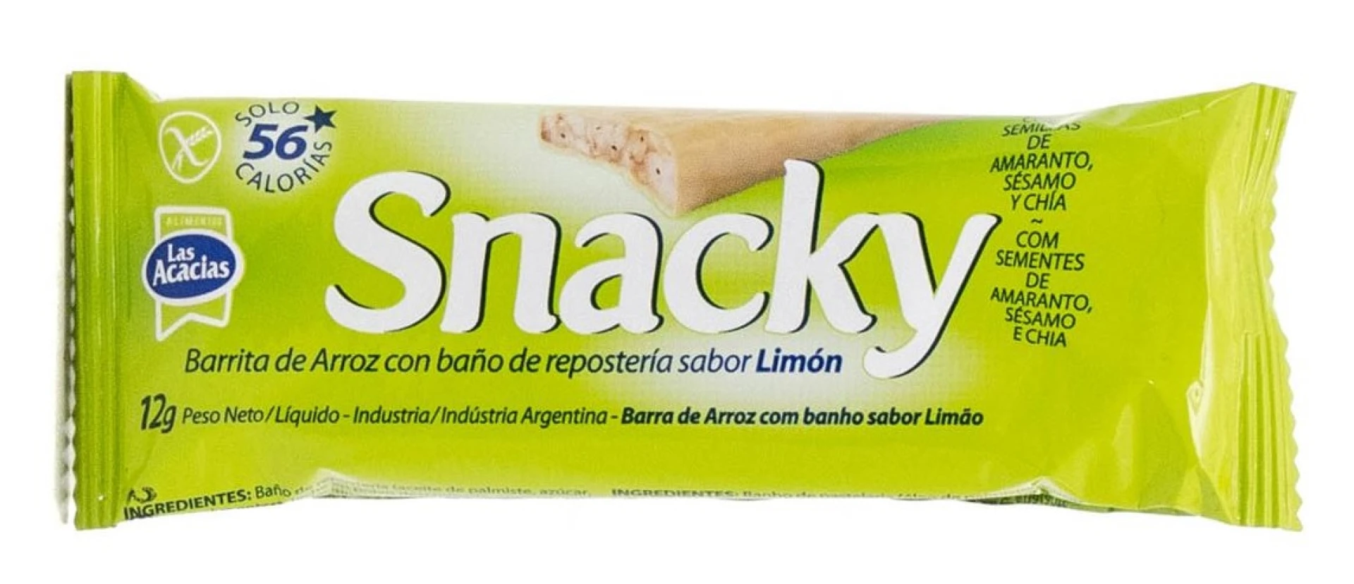BARRA DE ARROZ LIMON 12G SNACKY 