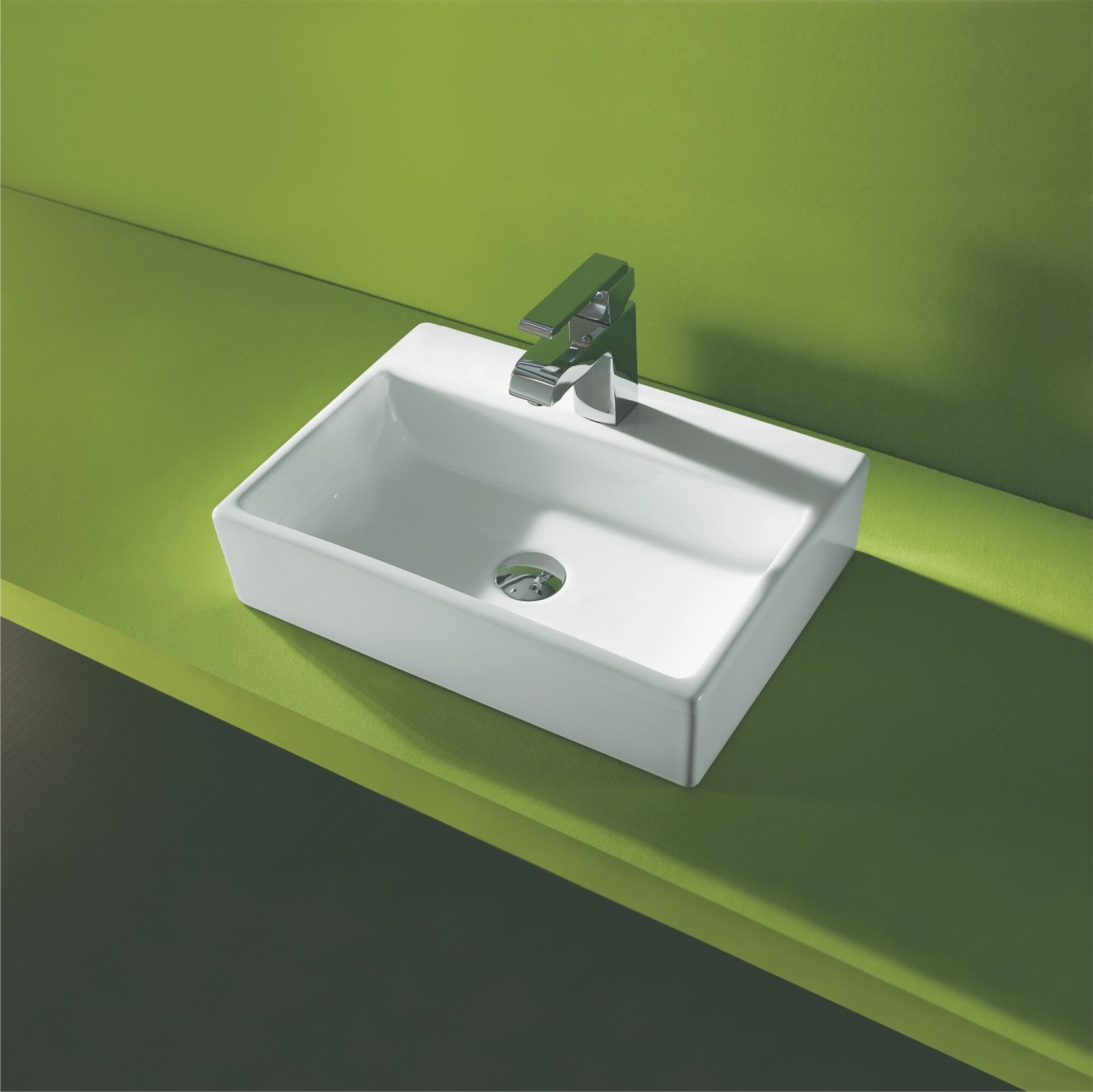 Bacha De Apoyo Rectangular Color Blanco Para Griferia Monocomando