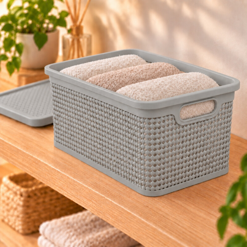 Set x4 Caja simil ratán 15 lts CAPPUCCINO