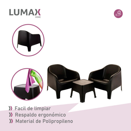 Set de 2 Sillas Skarpo + Mesa de exterior Negro