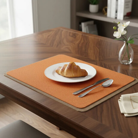 Mantel Individual Doble Cara Rectangular Premium Tex en PVC Caramelo/nude