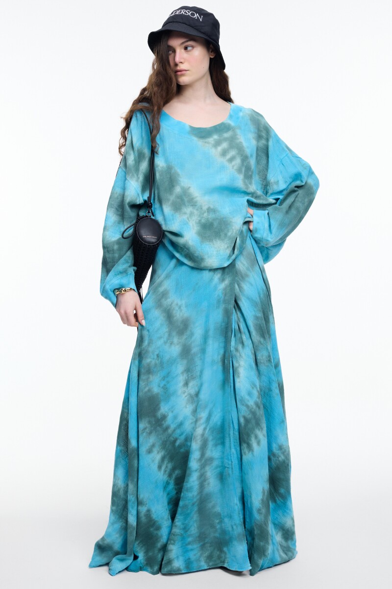 Falda maxi de gasa batik Turquesa